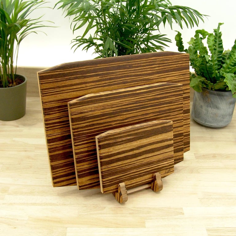 Tiger Bamboo Cutting Boards Set: Kitchen Serving Boards, UK Hand Made