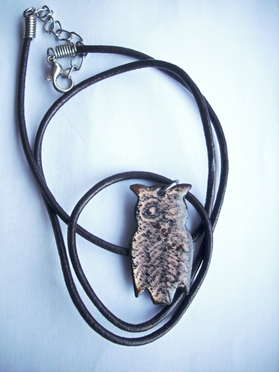 large pendant on thong - owl