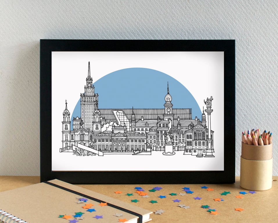 Warsaw Skyline Travel Art Print