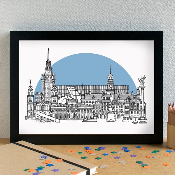 Warsaw Skyline Travel Art Print