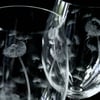 Pair of Hand Engraved Dandelion Crystal Wine Glasses