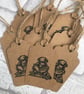 Hand Stamped Teddy Bear Gift Tags (Pack of 10) Kraft Card Birthday, Baby, Weddin