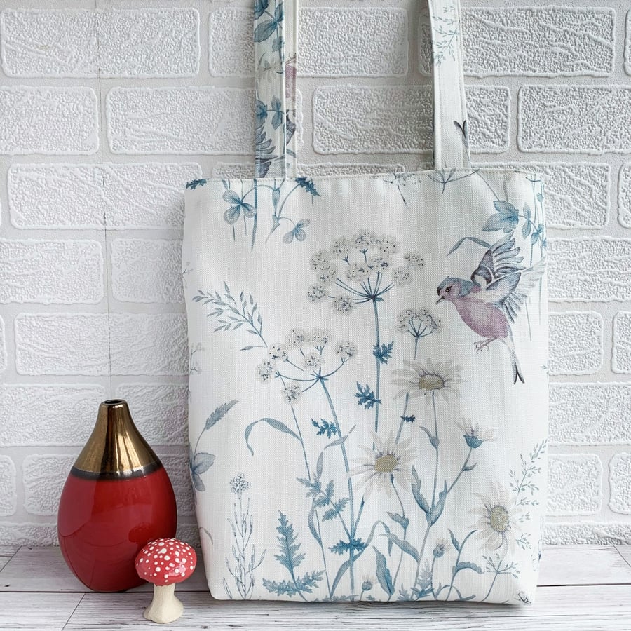 Tote Bag with Chaffinch in Wild Flower Meadow