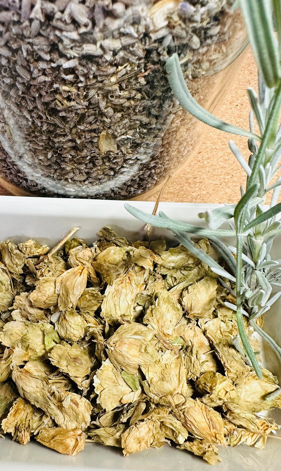 Lavender and hop sleep-aid bag - Leaping frog fabric