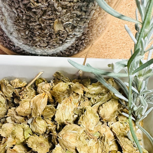 Lavender and hop sleep-aid bag - White dots on navy blue