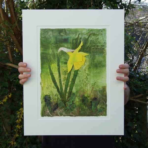 Limited Edition Signed Giclée Print of 'Cotswold Daffodil', Textile Artwork