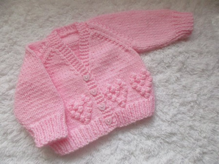 14" Newborn V Neck Hearts Cardigan