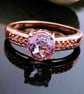7mm Kunzite Solitaire Rosegold Ring Size P-Q or Size 8 - Image 1