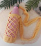 Crochet Cotton Water Bottle Holder Carrier Vanilla