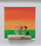 Seaglass and driftwood framed art "SUNSET" - Image 2