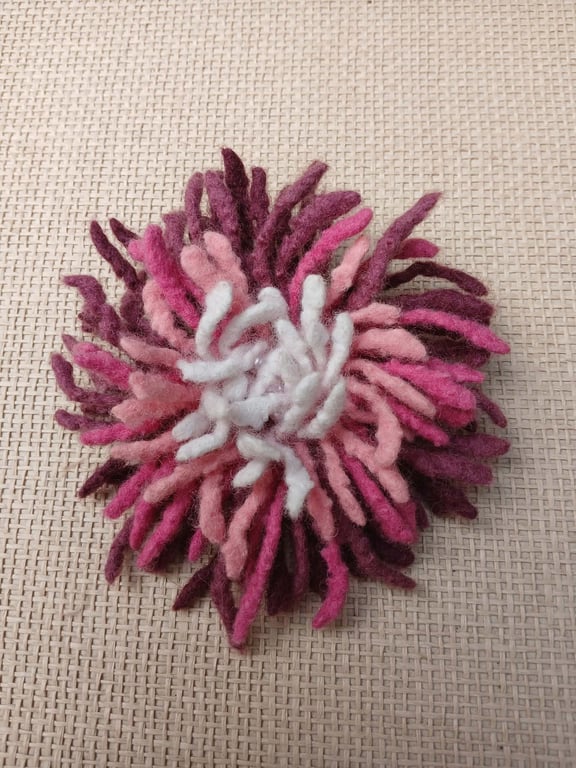 Handmade felted wool flower brooch