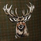 Lovely stag embroidered tweed cushion cover 