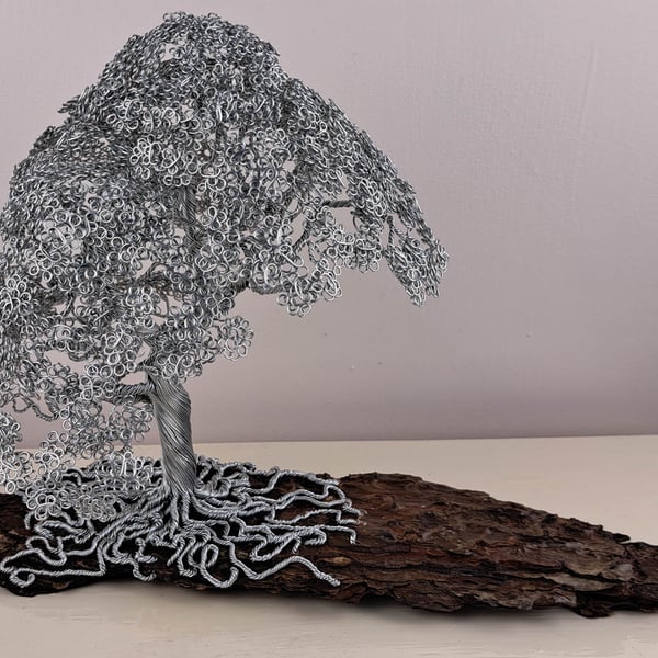 Beautiful Mini wire Grand Oak tree on Pine bark - Folksy