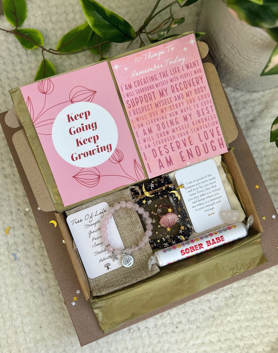 Sobriety Giftbox Rose Quartz Tree of Life