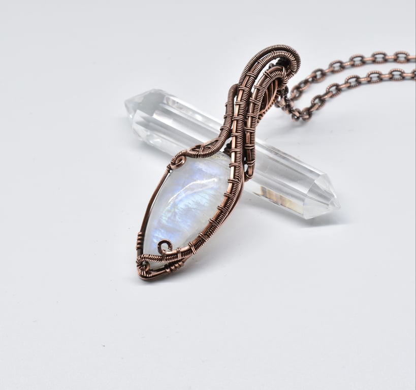 Moonstone and Copper Gothic Style Pendant
