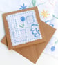 Hand Embroidered Card - Created with Upcycled Vintage Fabrics - Image 3