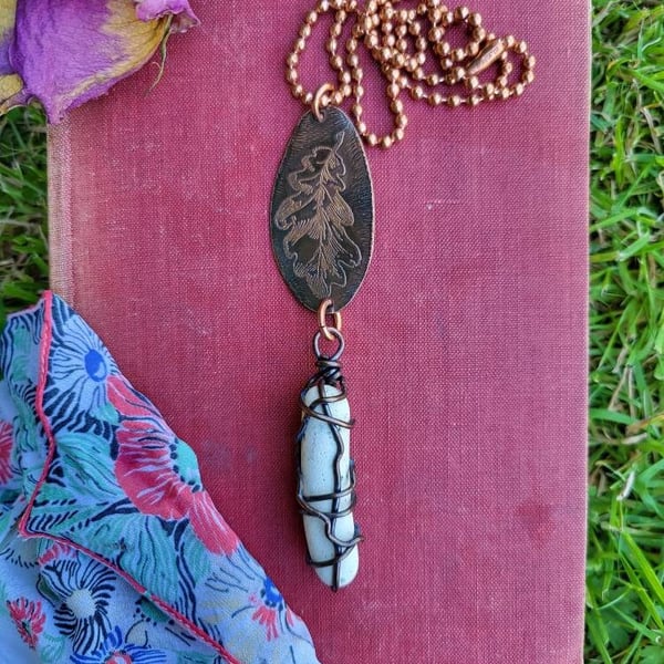 Oak necklace, oak leaf necklace, oak pendant, copper leaf necklace, nature lover