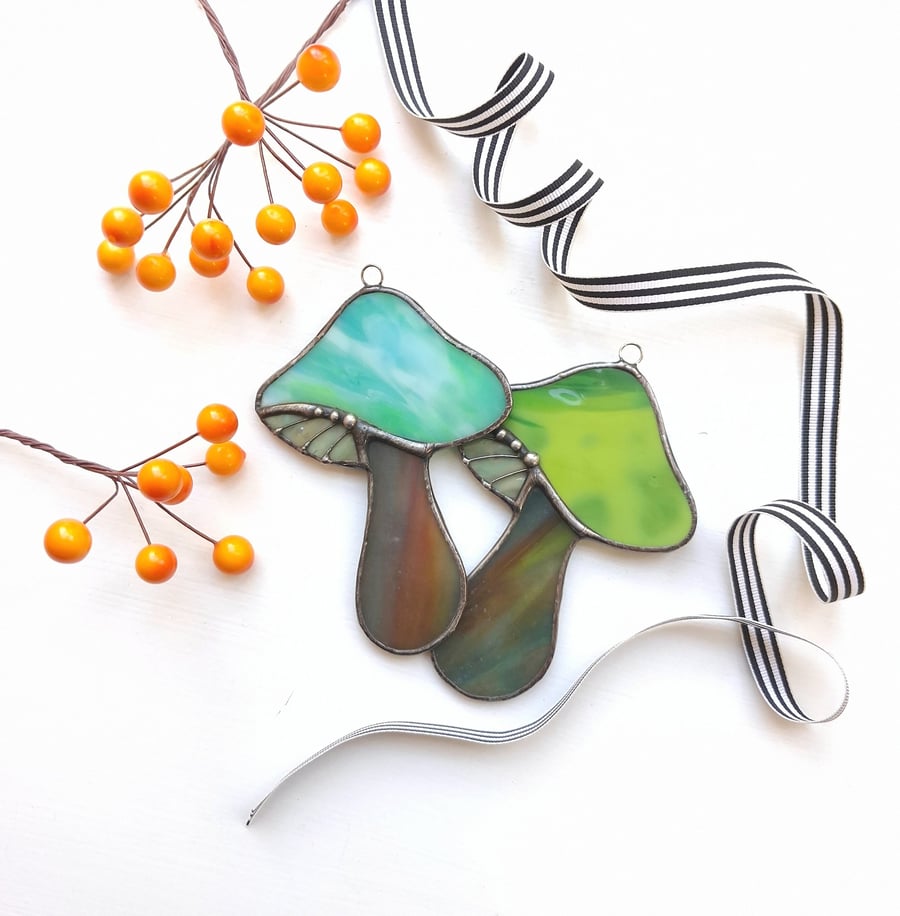 Stained Glass Magic Mushroom Ornament