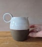 Wheel thrown Ceramic Round-Bellied Jug, in brown and white with loop handle  - Image 3