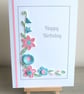 Handmade Birthday Card, Quilled Pink & Blue Floral Card - Image 4
