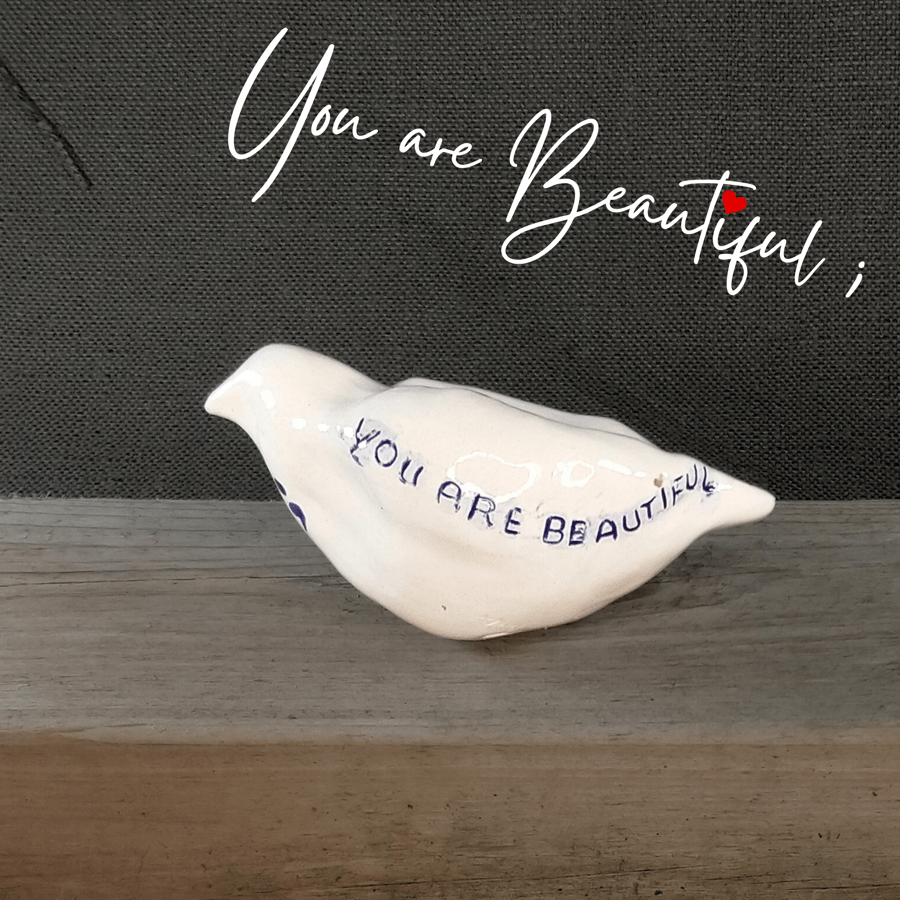 You are beautiful semicolon - Bird sculpture for stress relief and good vibes