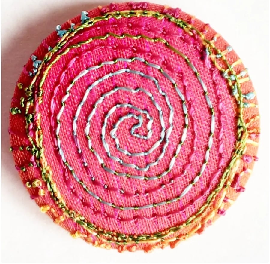 Buttons 1 inch button Hand Dyed Silks and Cottons Free Machine Embroidery Button