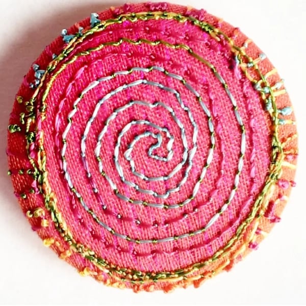Buttons 1 inch button Hand Dyed Silks and Cottons Free Machine Embroidery Button