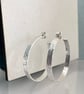 Silver Hoop Earrings - Sterling Silver 4mm Wide Hammered-Sparkly - Sizes 25-60mm - Image 6