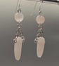 Polished Rose Quartz Crystal Dangle Earrings, Sterling Silver Hooks - Image 5