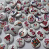50 x 2-Hole Printed Wooden Buttons - 15mm - Round - Fun At The Fairground 