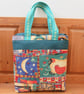 Folk Art Padded Tote Bag - lined with zipper