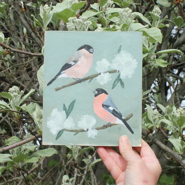Bullfinches - original acrylic painting