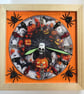 Handmade Novelty Halloween Wall Clock with spinning skull