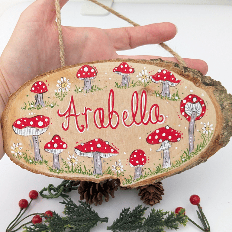 Toadstool hand-painted personalised Room Sign