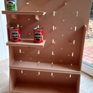 Peg board with shelves display stand - adjustable & flat packing. Craft fairs!