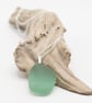 Turquoise sea glass pendant necklace with sterling silver chain and bail (18")
