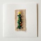 Handmade Embroidered 'Dark Green Tree' Christmas Greeting Card 