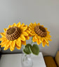 2 Handmade Crochet Sunflowers Summer Seconds Graduation Gifts Home Decor  - Image 2