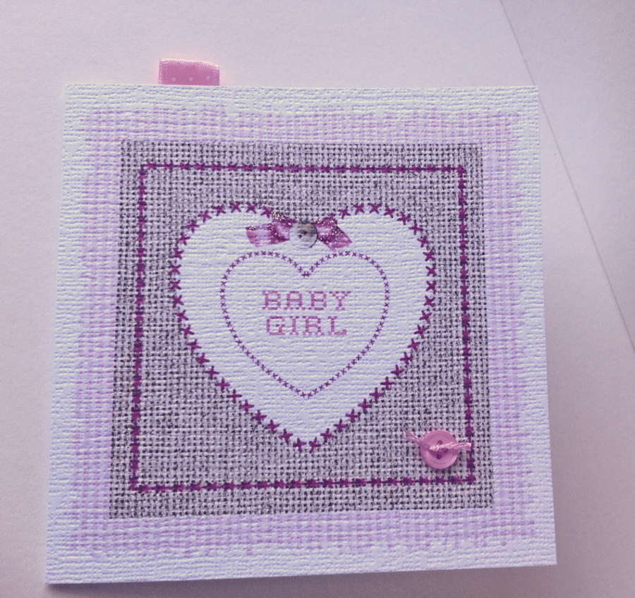 REDUCED Greeting Card,Baby Girl Card,Handmade Card
