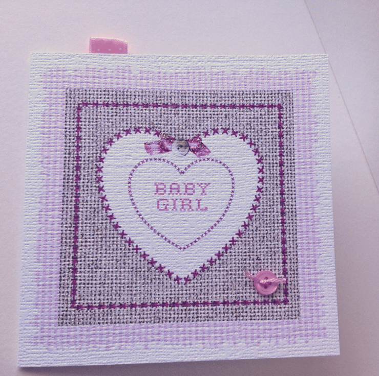 REDUCED Greeting Card,Baby Girl Card,Handmade Card Folksy