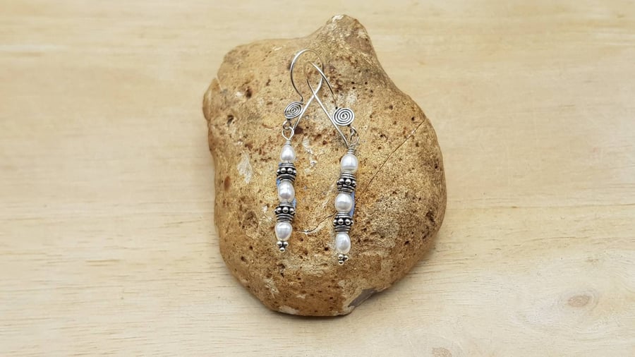 Fresh water pearl earrings. June Birthstone. Reiki charged