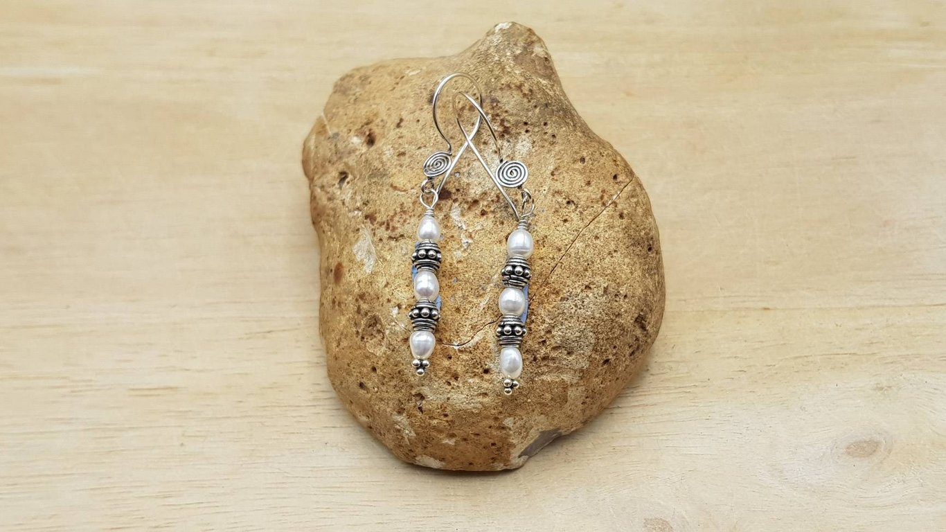 Fresh water pearl earrings. June Birthstone. Reiki charged