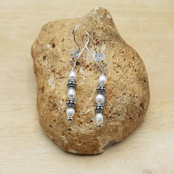 Fresh water pearl earrings. June Birthstone. Reiki charged