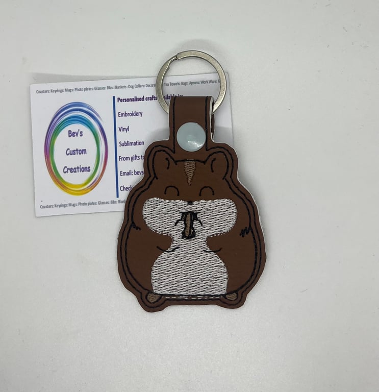 Embroidered Hamster Keyring