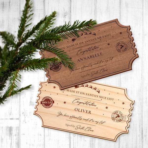 Santa's Good List Certificate: Personalised Wooden Santa's Good List, Wooden 