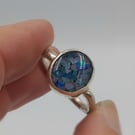 Hand-Forged Opal Mosaic Ring in Molten Textured Sterling Silver - Size O