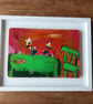 ' the bees came to tea ' small oil painting on reclaimed wood - Image 3
