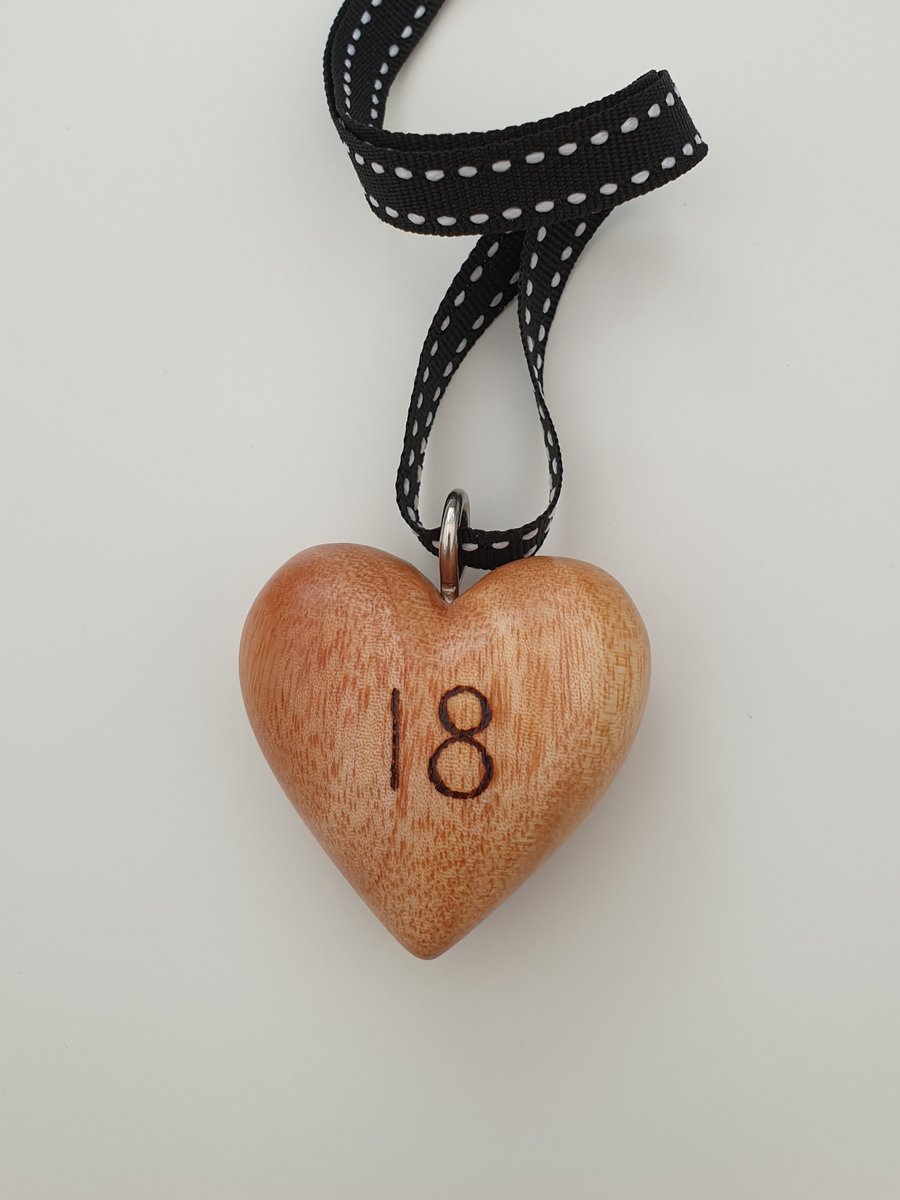 18th birthday wood burned hanging heart keepsake