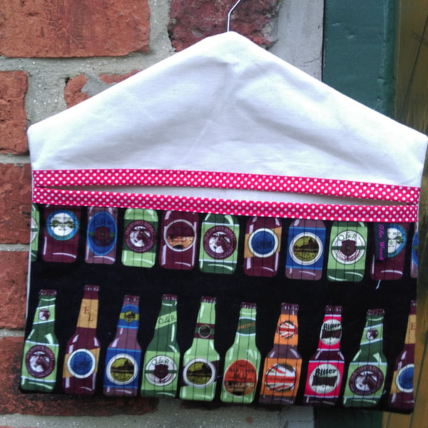 Beer Bottles Quilted Multi Use Bag - Pegs, Car Tidy, Nappy Holder etc.