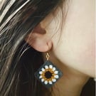 Floral granny square crocheted earrings